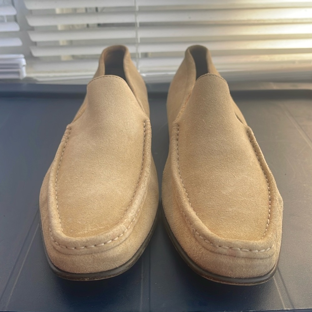 Bally tan suede loafers
